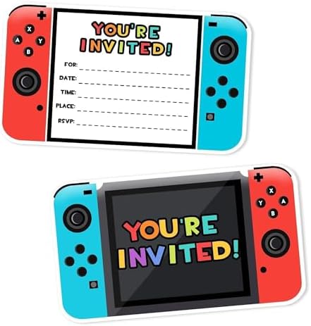 Video Gamer Birthday Party Invitations Set