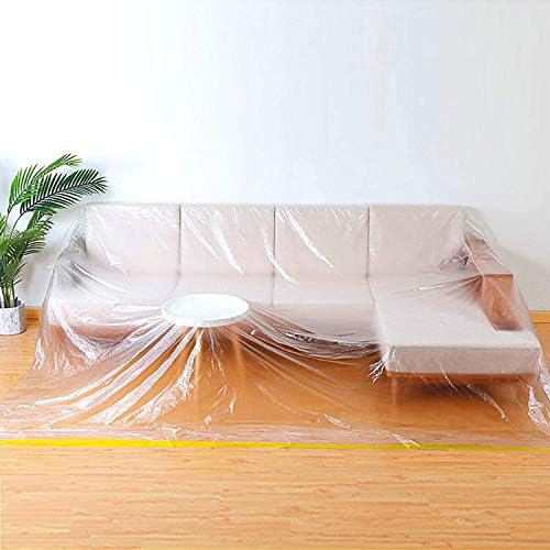 HERSENT 12ft Thick Plastic Sofa Cover for Moving Storage