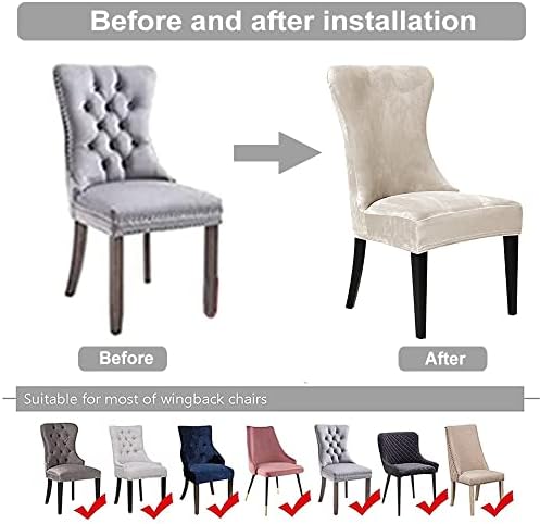 Velvet Wingback Chair Cover - Removable and Washable