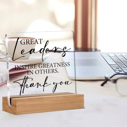 Thank You Gifts for Boss and Leader 4x4 Acrylic Sign with Stand