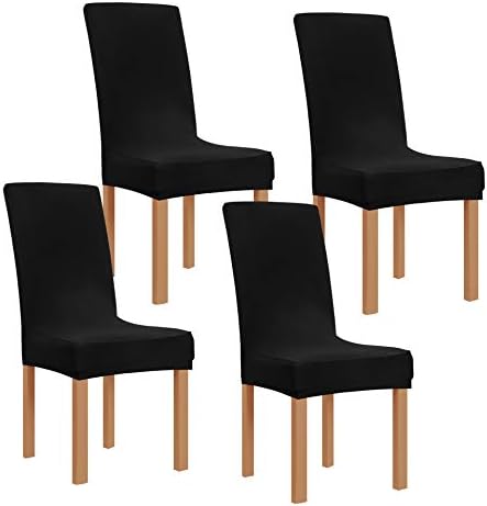 Obstal Black Stretch Spandex Chair Covers Set of 4