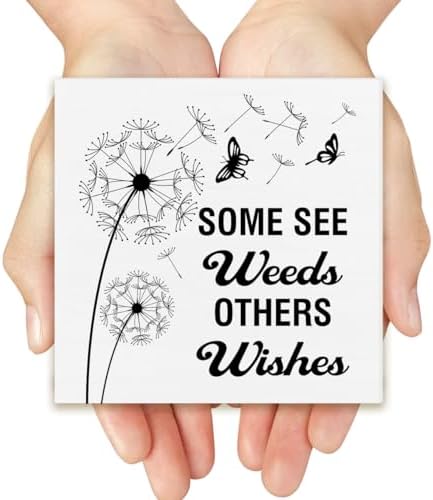 Spring Decor Farmhouse Dandelion Wood Box Sign 5x5 Inches