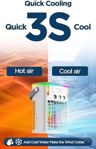 4-in-1 Portable Air Cooler Fan with Humidifier and Night Light
