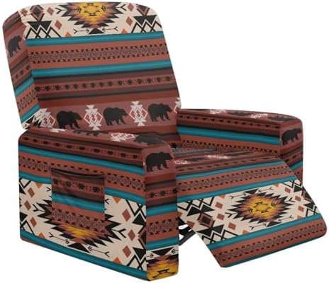 Cozeyat Red Aztec Tribal Recliner Slipcover Set 4-Piece