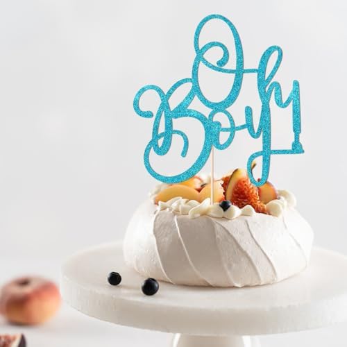 Oh Boy Cake Topper Blue Glitter Baby Birthday Decoration 1