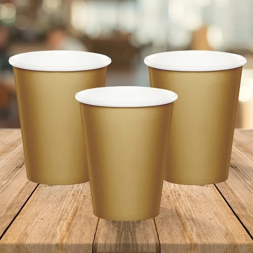 HOME HOOPLA Solid Glittering Gold Disposable Beverage Cups 24 Count