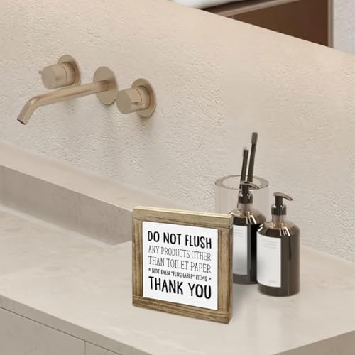 Funny Bathroom Reminder Wooden Sign 59x59x07 Inches