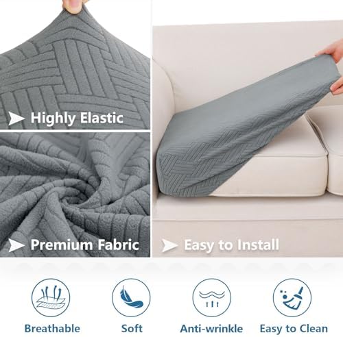 Hyha Waterproof Couch Cushion Covers 3PC Grey