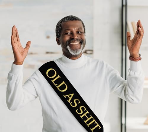 Old As Sht Sash - Birthday Retirement Party Accessory Black 1