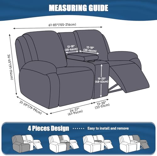 TAOCOCO Reclining Loveseat Slipcover with Console