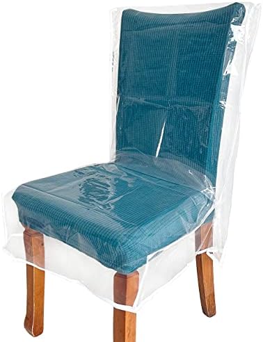 4 Pack Clear Plastic Chair Covers for Dining Room Use