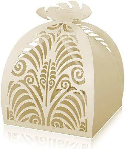 KPOSIYA Pack of 70 Laser Cut Beige Favor Boxes 1