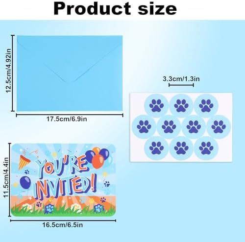 SAVITA Blue Birthday Invitations Set of 20 with Envelopes and Stickers