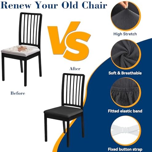 Fafua Dining Chair Seat Covers Set of 6 Washable and Removable