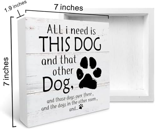 Dog Decor Wooden Box Sign 7x7 Inch Home Decor