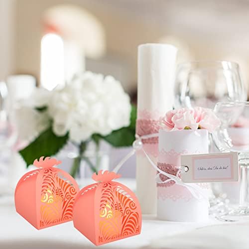 KPOSIYA Pack of 70 Laser Cut Favor Boxes Pink Wedding Party Gifts