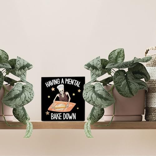 Funny Kitchen Baking Wooden Box Sign Decor 5x5 Inches