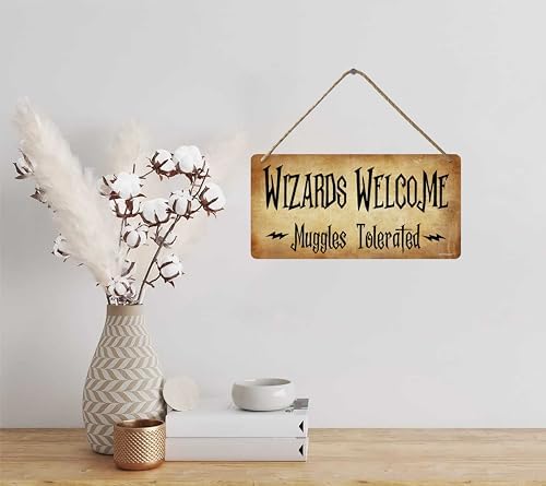 Wizards Welcome Wooden Hanging Sign 6x12 Inch 1
