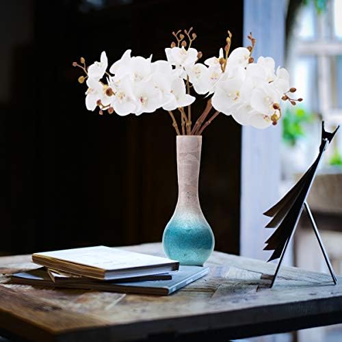 BOMAROLAN Faux Butterfly Orchid 4 Pcs Real Touch Silk Artificial Flowers White