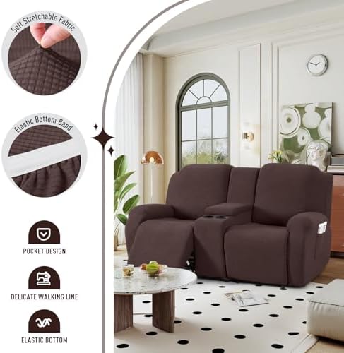 TAOCOCO Recliner Cover with Middle Console Dark Coffee