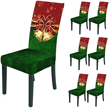 Bnitoam 6 Piece Christmas Dining Chair Covers Green Bell 1