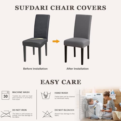 Sufdari Dining Chair Covers Set of 4 - Gray