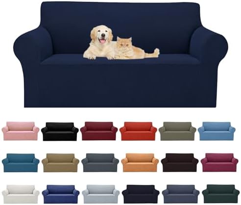 Stretch Loveseat Sofa Slipcovers with Elastic Bottom - Navy