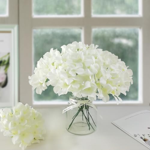 Cherica White Hydrangea Artificial Flowers Bulk 40 Pcs