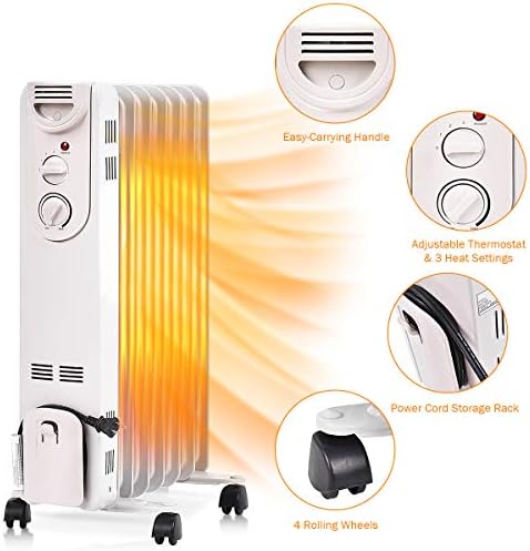 ARLIME Oil Filled Radiator Heater with Thermostat 3 Heat Settings