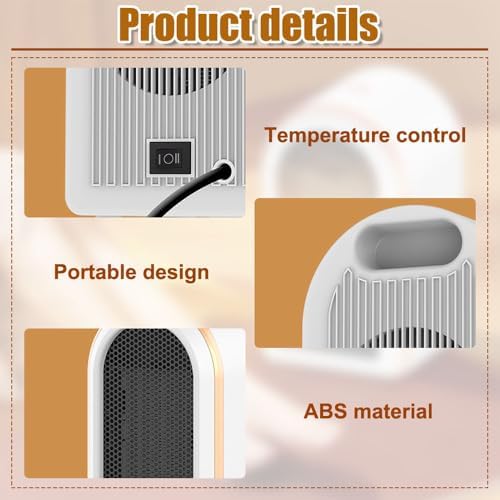 1200W Portable Desk Space Heater with Tip-over Protection 1