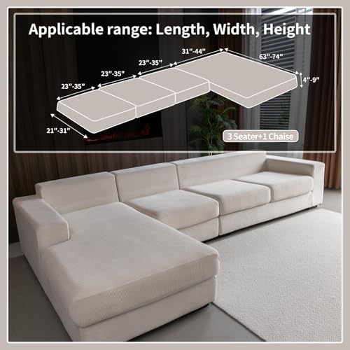 OHSIO Sectional Couch Covers 4 Pieces Ivory