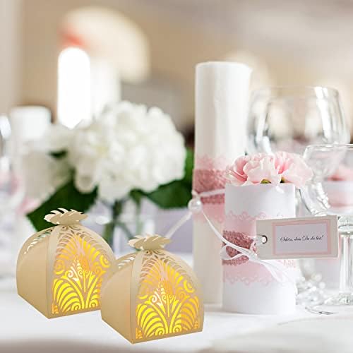 KPOSIYA Pack of 70 Laser Cut Beige Favor Boxes 1