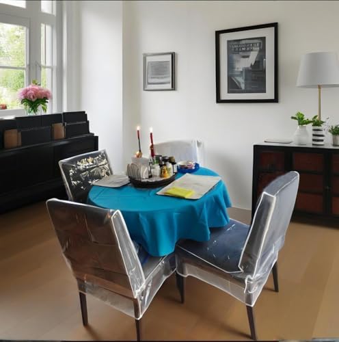 Clear Plastic Chair Covers 4 Pack for Dining Chairs