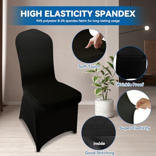 100 Pieces Black Chair Covers for Dining and Events