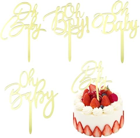 4PCS Oh Baby Cake Topper Gold Baby Shower Decor 1