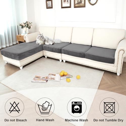NAISI Waterproof Couch Cushion Covers for 4 Pieces L Shape Sectional Sofa