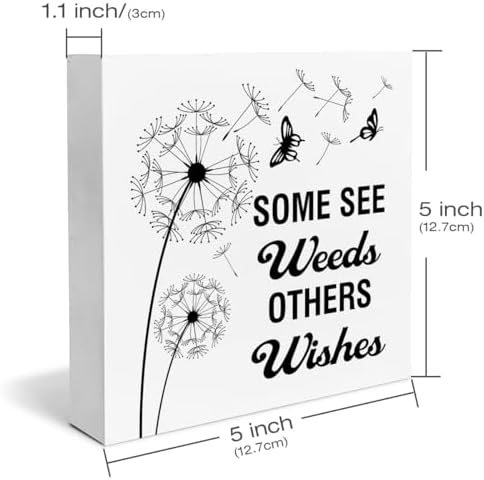 Spring Decor Farmhouse Dandelion Wood Box Sign 5x5 Inches