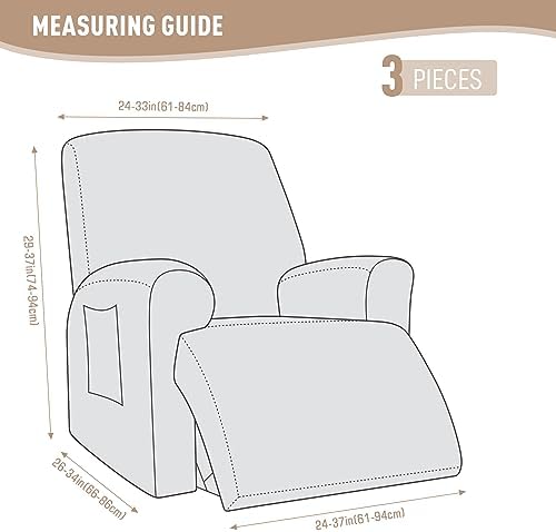 KinCam Recliner Covers Stripe Jacquard 1 Seater Cream