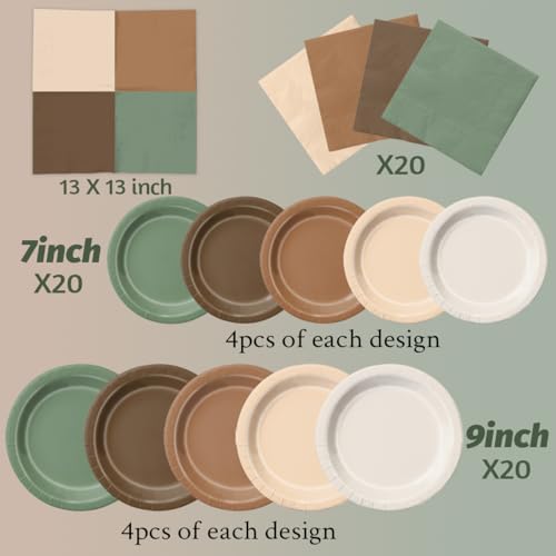 CMUSKO Woodland Baby Shower Decor Plates Napkins 60pcs Kit