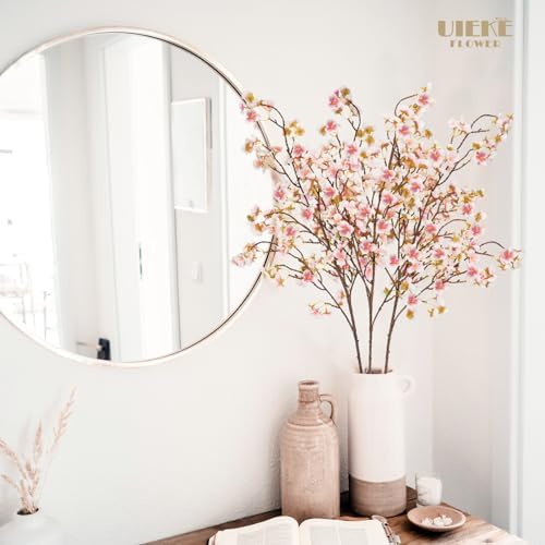 Uieke Silk Cherry Blossom Branches Set of 8 Pink Long Stems