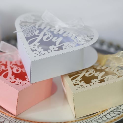PatPatPet 50pcs Heart Shape Wedding Candy Boxes