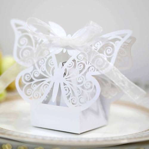 50 Packs Laser Cut Large Butterfly Wedding Favor Boxes 1