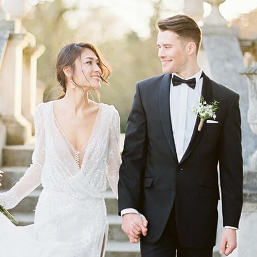 2PCS Artificial Babys Breath Boutonniere with Pin for Wedding Men