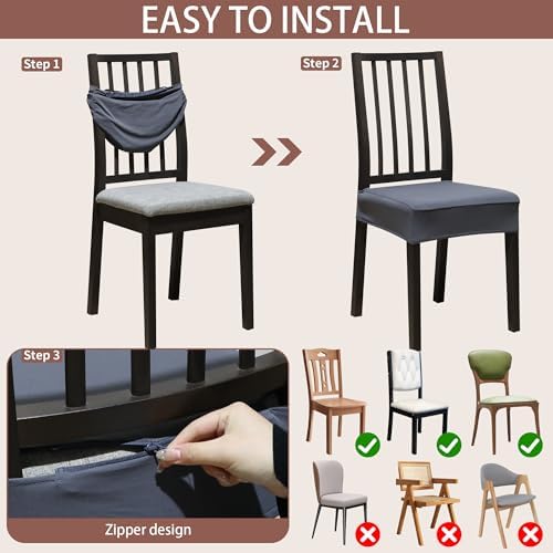 Dining Chair Covers Set of 4 with Zipper