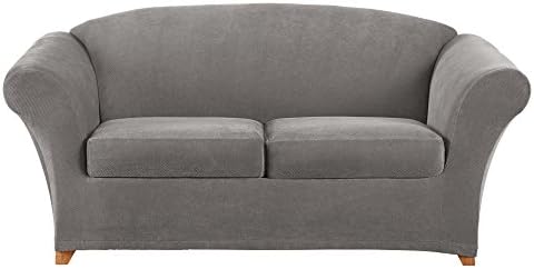 SureFit Stretch Pique Loveseat Covers - 2 Seat with Zippered Cushions