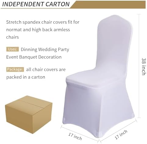 100 Pcs White Washable Removable Chair Covers for Weddings and Events