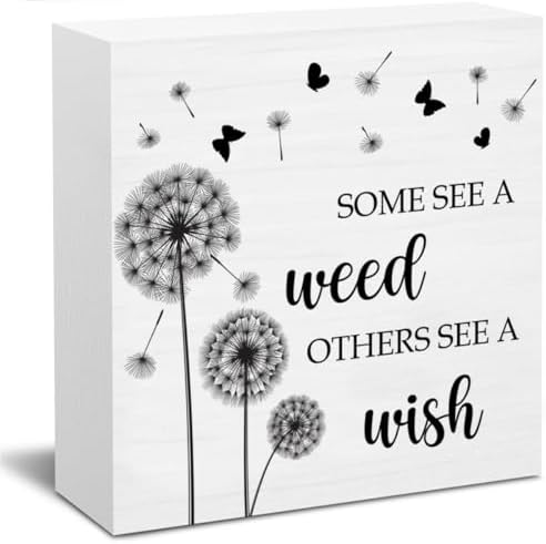 Spring Dandelion Decor Wooden Block Sign 5x5 Inches