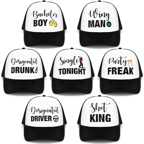 JaGely 7 Pcs Funny Bachelor Party Trucker Hats Set 1