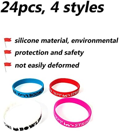 Oringaga 24PCS Bowling Silicone Wristbands for Parties 1
