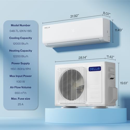 Della Vario Series 12000 BTU Mini Split AC with Alexa Compatibility 1